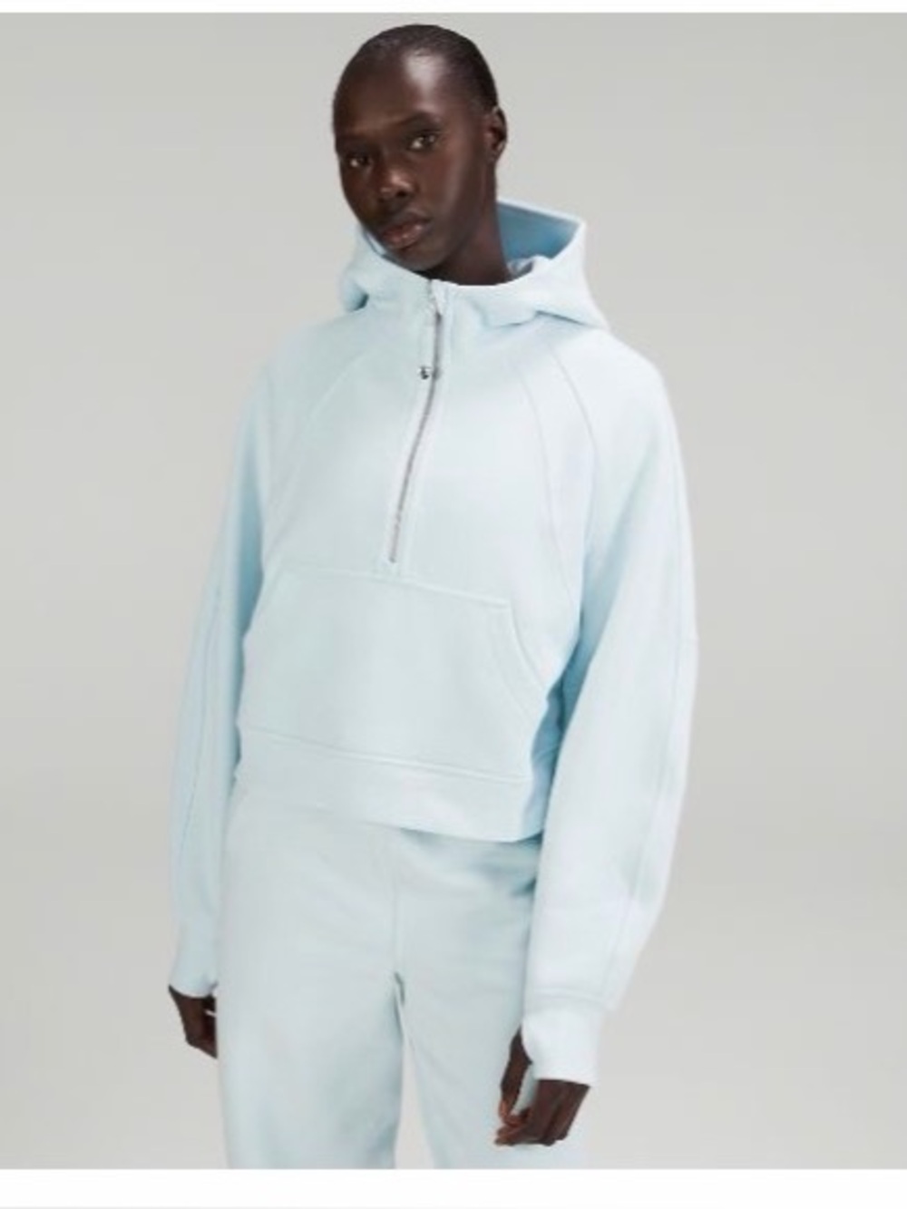 Powder Blue Scuba Oversized Zip Hoodie